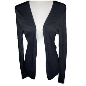 EVELYN Womens Black Cardigan‎ Knit Sweater Size L